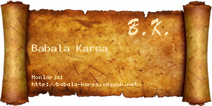 Babala Karsa névjegykártya